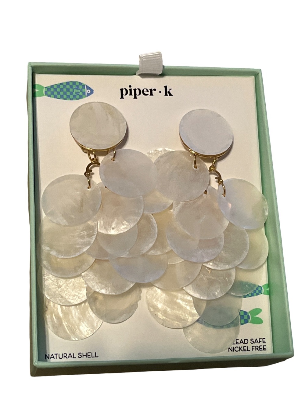 Piper K Gorgeous shell chandelier earrings-  pearly shell statement earrings